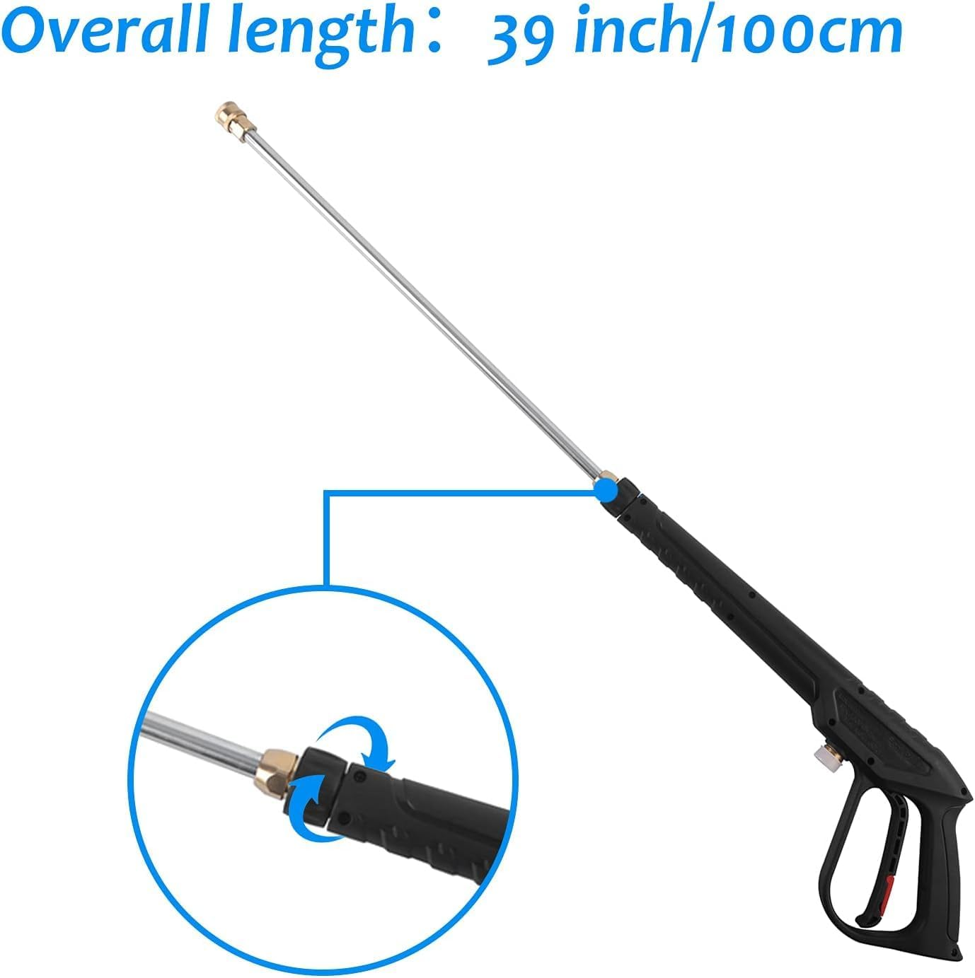 WXNANY High Pressure Washer Gun with Extension Wand 5 Adjustable Nozzle Tips for Cars Fences Driveways Patios, M22-14Mm Fitting, Max 3600 PSI, 6.6GPM image number 6