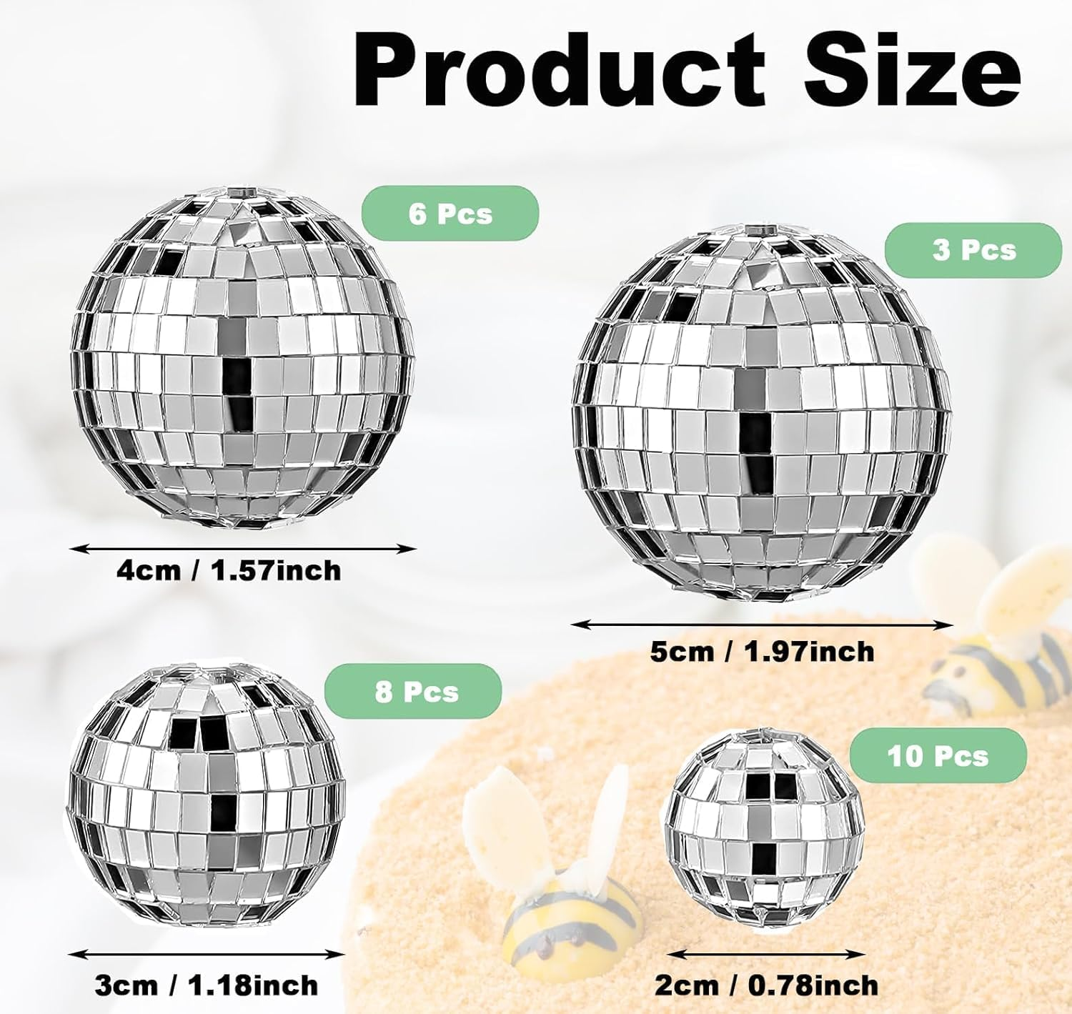 27 Pcs Mirror Disco Ball, Disco Ball, Disco Cake Topper, Disco Party Cake Topper, Disco Ball Cake Decoration, 70'S Disco Cake Decoration, Disco Ball Toppers Saturday Night Party Supplies (27 Pcs) image number 4