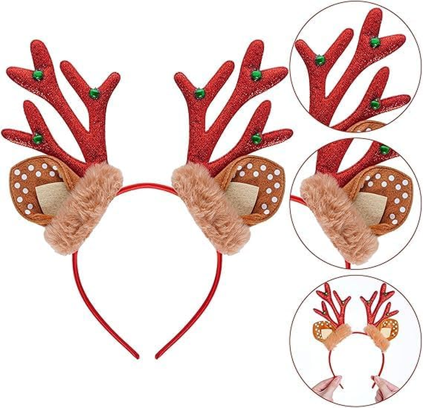 Christmas Reindeer Headbands, Christmas Headbands, Christmas Headband, Reindeer Headband, for Fancy Dress, Cosplay, Halloween, Christmas, Animal, Carnival, Party, Costumes image number 2
