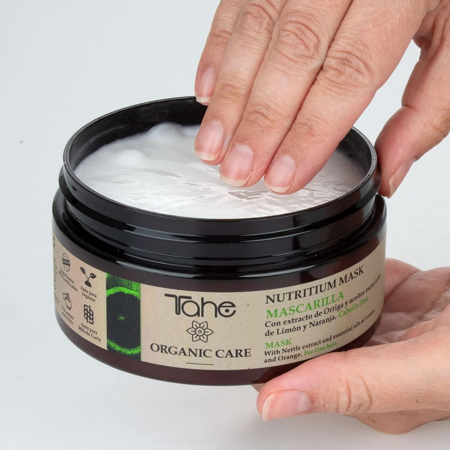 Tahe Nutritium Organic Care Hair Mask for Fine Hair - with Nettle Extract and Lemon and Orange Essential Oils, 300 Ml