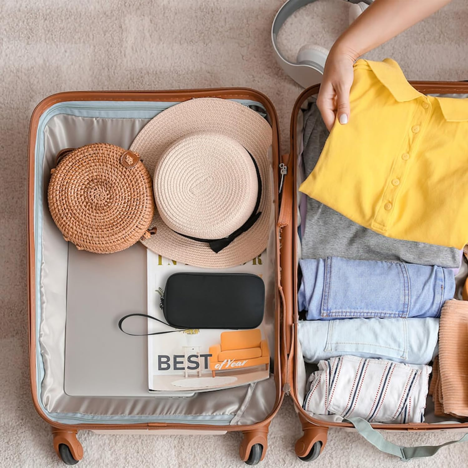 Beautyflier Carry on Bag for Microneedling Pen, Black Travel Makeup Bag for Mcroneedling Machine, Tote Bag for Women Compatible with Dermapen Microneedling Pen, Dr Pen Microneedling Pen, Bag Only, image number 5