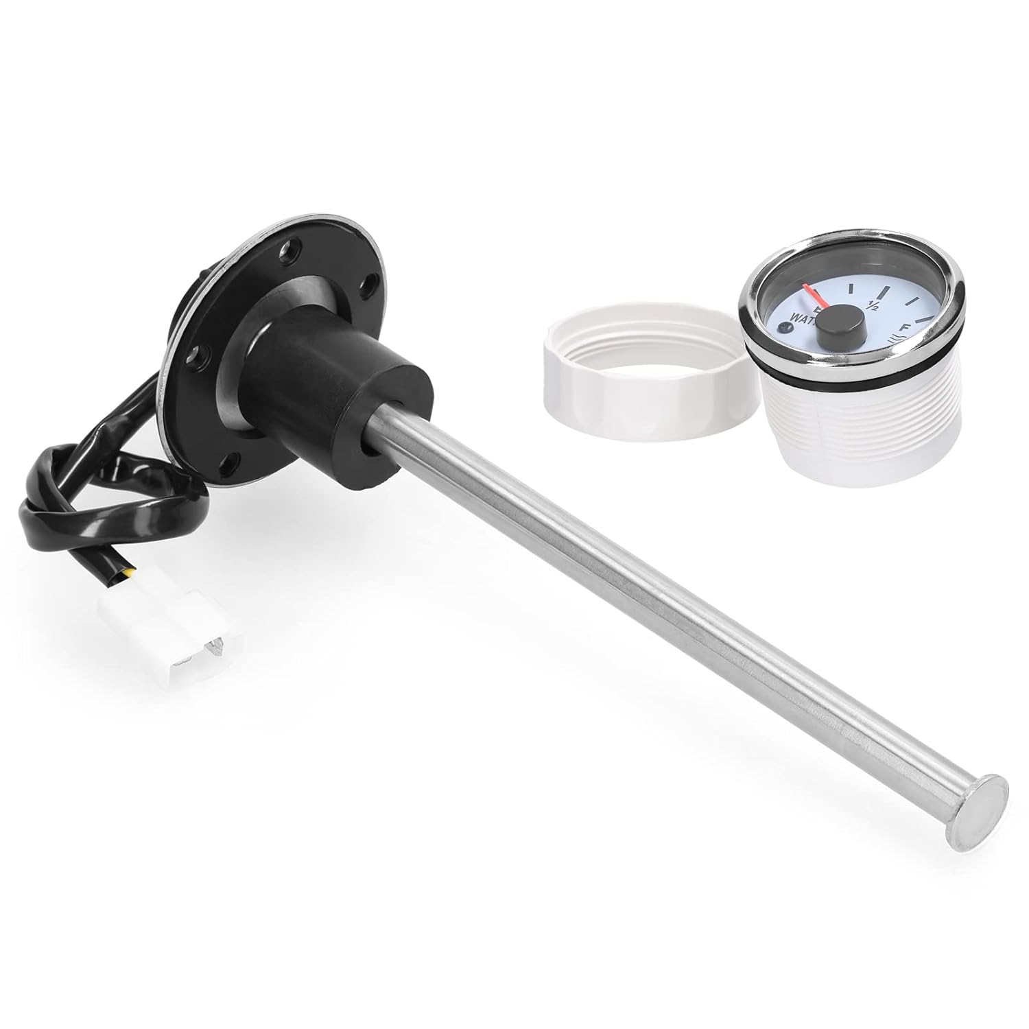Tignapoo 52Mm Fuel Level Gauge 215Mm Stainless Steel Fuel Level Sensor Water Level Gauge Meter 0-190Ohm with Backlight for Car Truck Marine Boat 12 V image number 5
