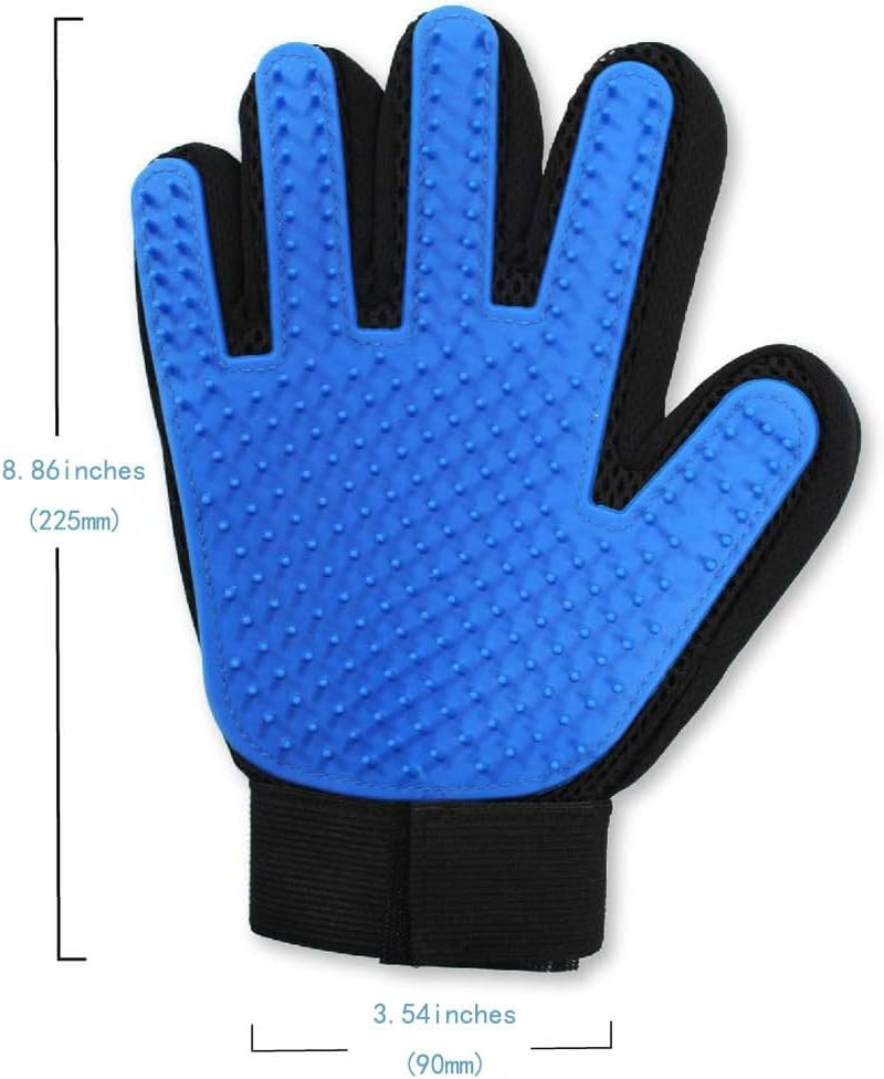2PCS Dog Grooming Gloves Best Professional Deshedding, Brushing, Cleaning Mitt Tool for Small, Medium or Large Dogs & Cats. Fur & Hair Remover. Prevents Matted Coats. Soft Rubber Bristle Brush-Blue image number 4