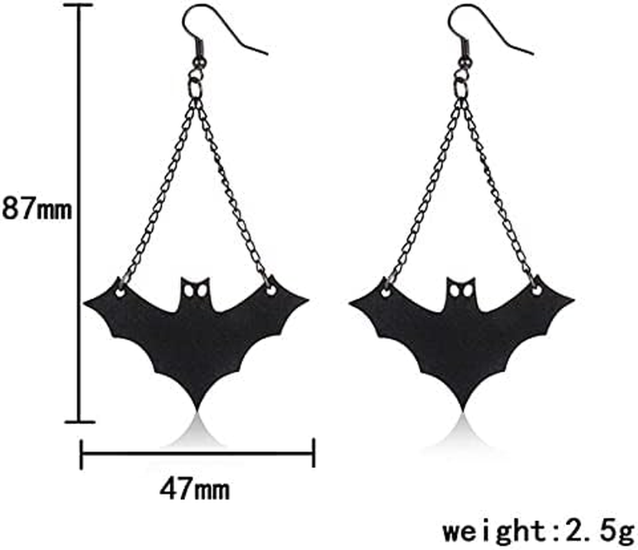 Gothic Bat Earrings Halloween Accessories for Women Girls - Drop Earrings for Halloween Party Cosplay Costumes image number 2