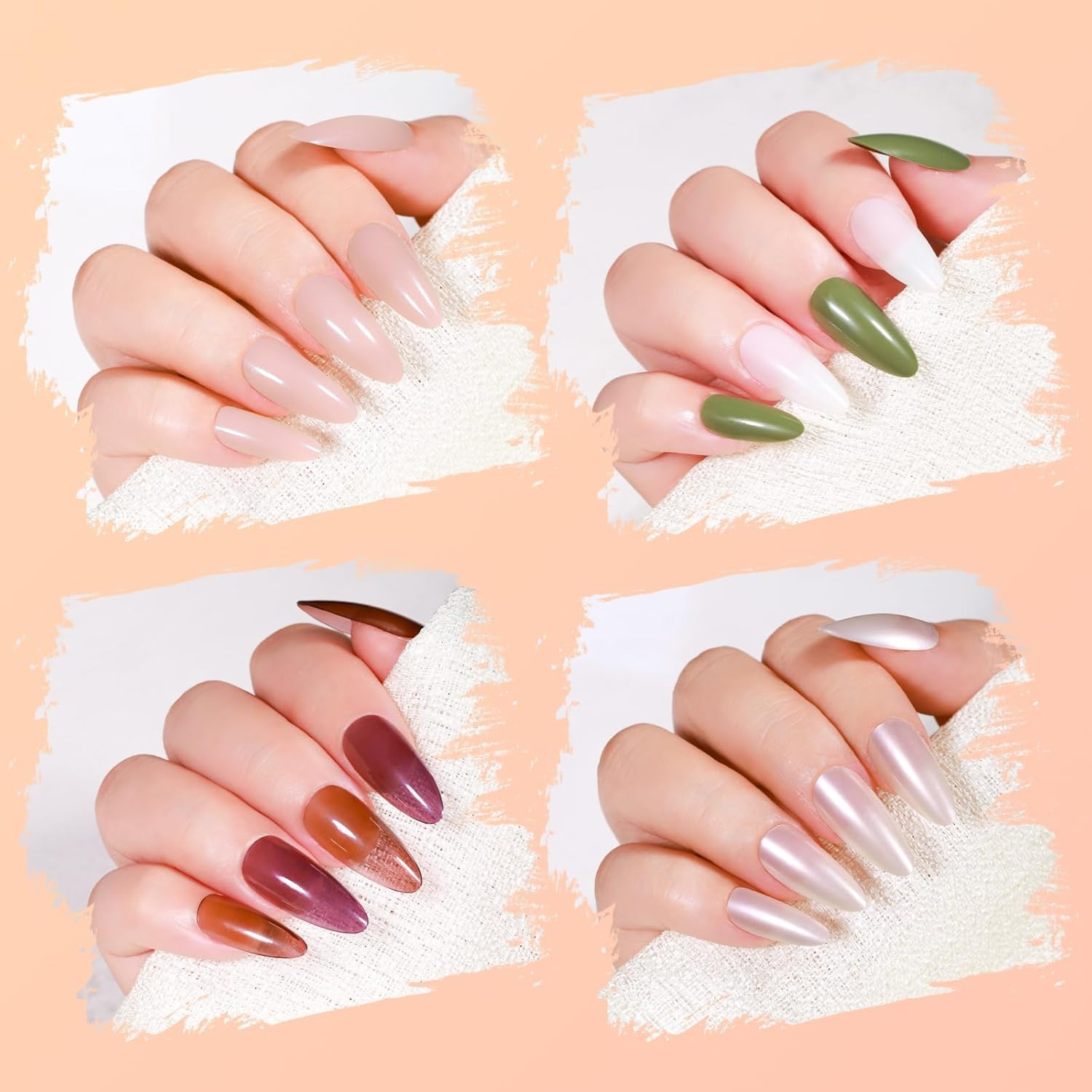 Press on Nails, 24 Colors 576PCS Medium Almond False Nails with 12 Sizes, Full Cover Press on Nails for Women, Lightweight Matte Natural Fake Nails for Nail Art Design (Almond) - Long Square image number 6