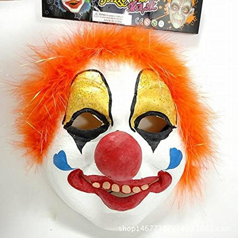 Latex Clown Mask with Colorful Hair Red Nose Clown Mask Costumes Creepy Clown Cosplay Dress up Halloween Adult Man Woman Role Play Party Props image number 2