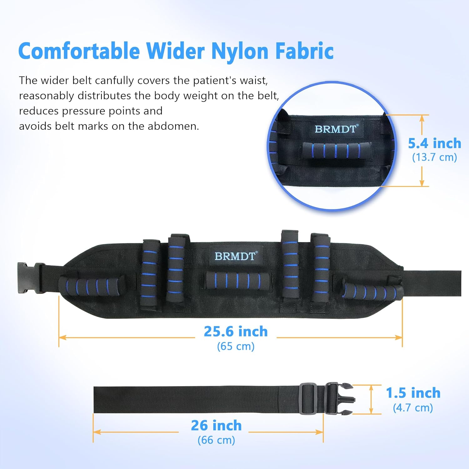 Gait Belt Transfer Belts for Seniors, Gate Belts Medical for Elderly Mobility Limited People Standing & Walking Assist Aid, 5.4" Widened Gait Belt with 7 Soft Handles, Quick Release Buckle image number 5