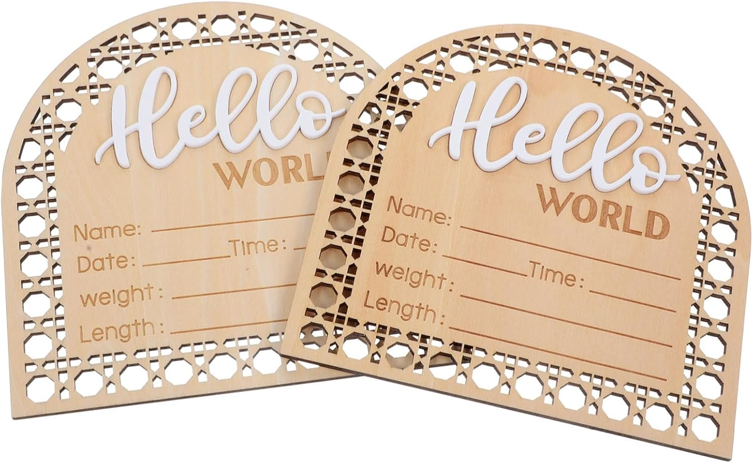 Toddmomy 2Pcs Birth Announcement Board Wooden Sign Beautiful Print Nursery Decor Name Sign for Newborn image number 4