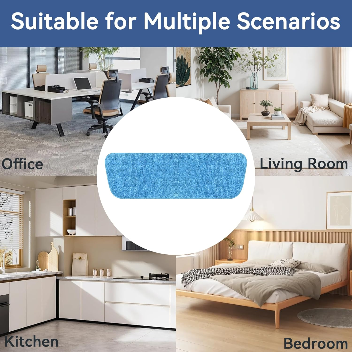 4 Pack Reusable Microfiber Mop Pads for 13''-15'' Spray Mop, Replacement Mop Refills for Wet and Dry Cleaning, Machine Washable Floor Cleaning Pads (Blue and Grey) - Blue And Green image number 6