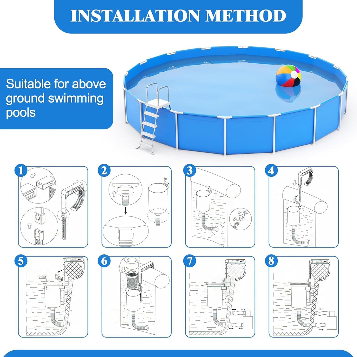10 Socks Pool Skimmer for Intex Pools - Floating Surface Basket,Above Ground Pool Cleaner for Leaves/Debris Removal image number 3