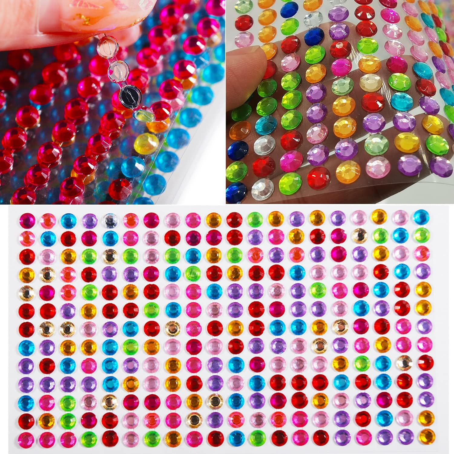 Taicols Rhinestone Sticker Self-Adhesive Jewels Sticker, 2834 Pcs Self Adhesive Gems Stickers, Crystal Gem Flat Back Stickers Adhesive Half for Makeup DIY Nail Earrings Phone Case(Diamond-White) image number 2