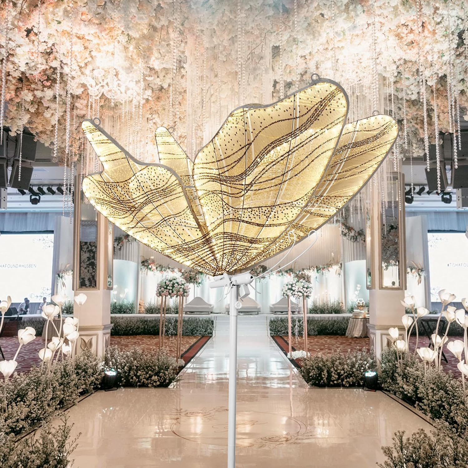 3-Color Wedding Butterfly Floor Lamp Decoration, 31.5 Inch Creative Butterfly Ceiling Lamp, Adjustable Height Romantic Butterfly Lamp Props for Wedding Party, 80 CM image number 5