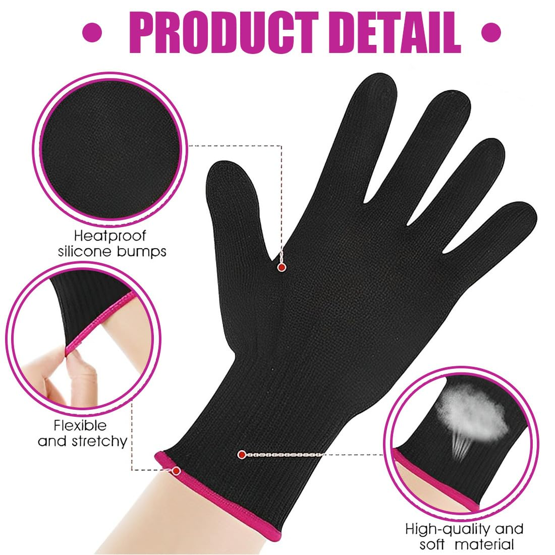 UEAVOID 1 X Heat Resistant Gloves Heat Protection Glove Curling Iron Soft Heat Protection Gloves for Heat Straighteners Hair Tools (Black) image number 4