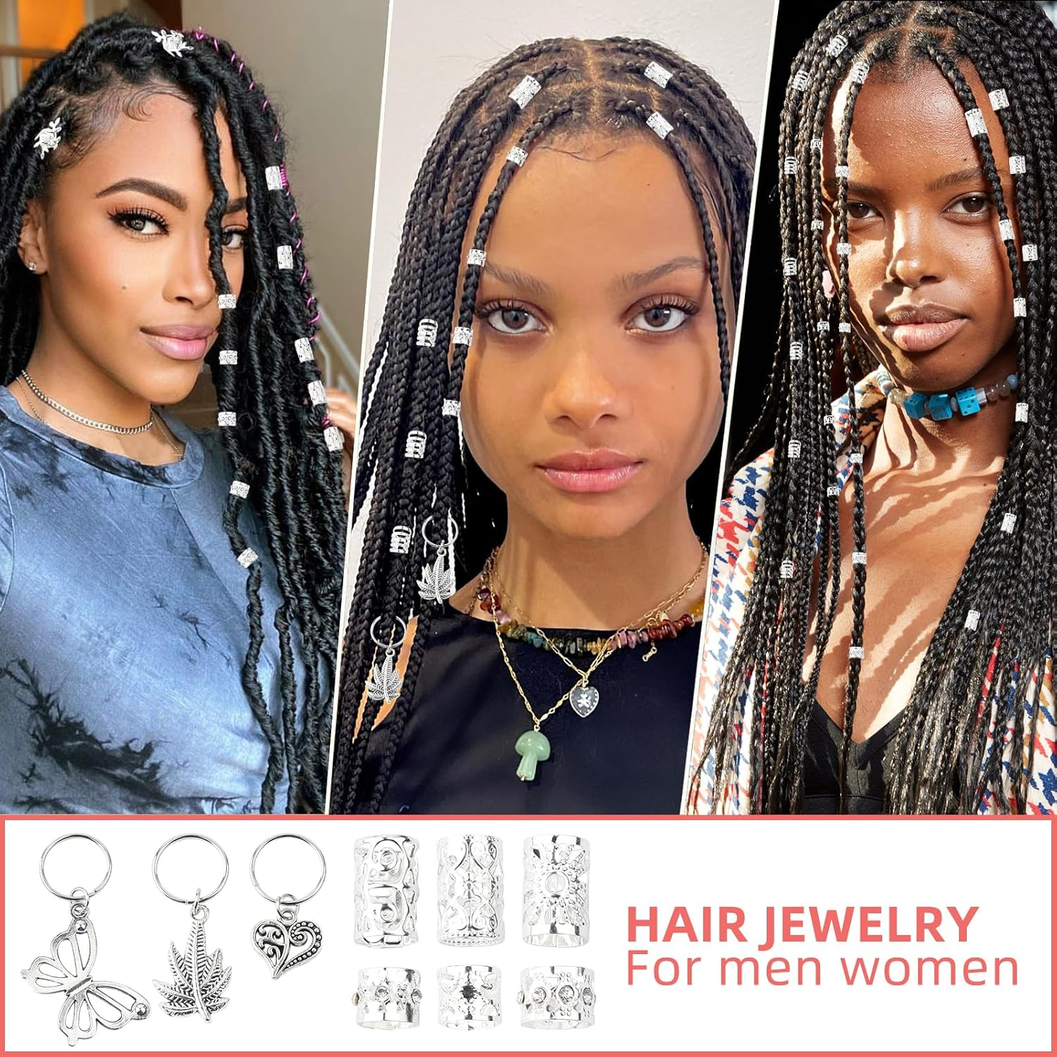 Pack of 236 Dreadlocks Jewellery, Hair Spiral Clips, Dreadlocks Accessories, Jewellery Hair Spiral Clips, a Variety of Fashion Styles, for Decorating Women'S and Men'S Hair