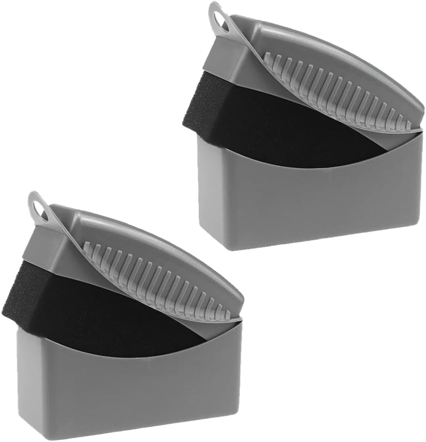 2 Pcs Tire Shine Applicators, Reusable Tire Dressing Applicator Pads with Ergonomic Rectangular Case, Auto Detailing Wheel Cleaner Tire Sponge Brush for Car Cleaning Supplies (Black)