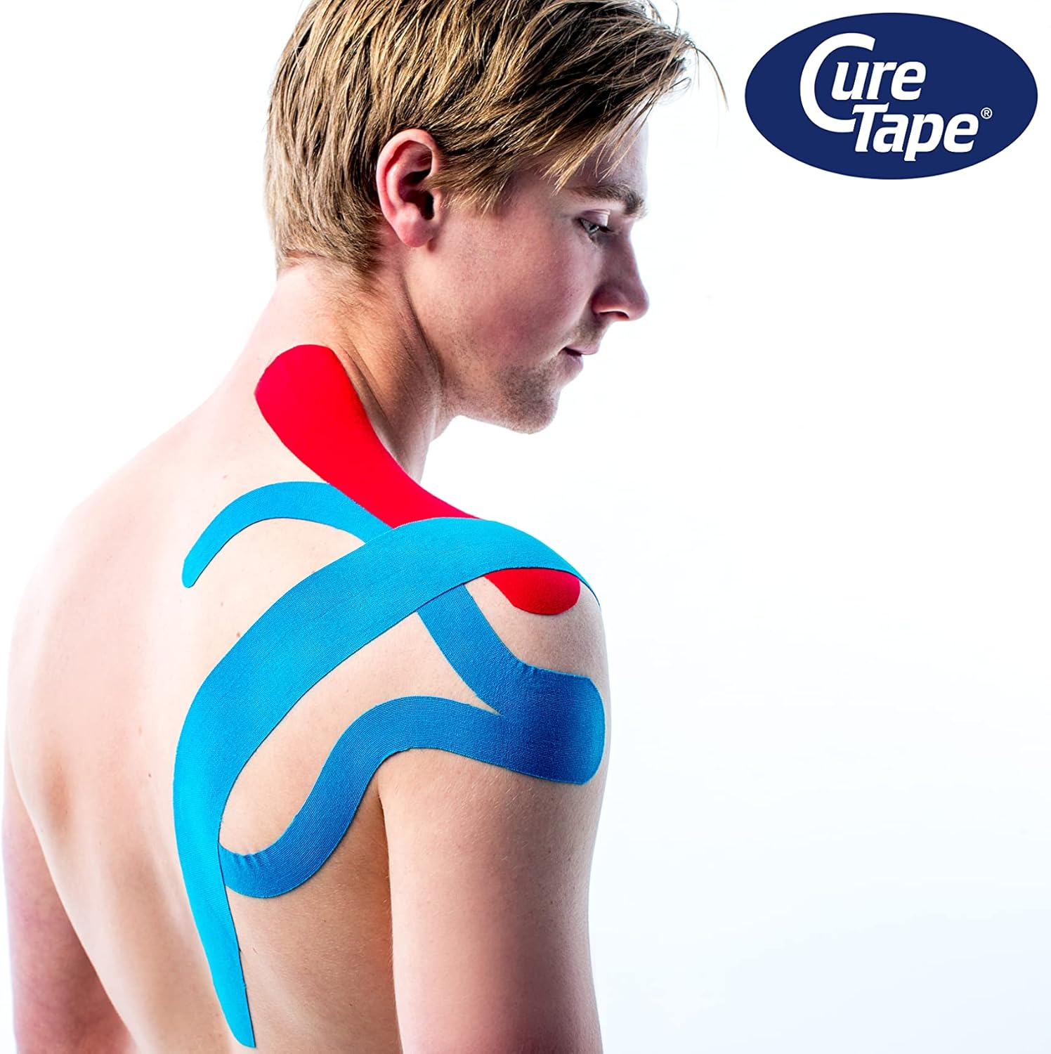 Curetape&reg; Sports Kinesiology Tape | 30% Stronger Adhesion for Extreme Sporting Conditions | Waterproof & Quick Dry Viscose | Recover Faster, Train Harder! (Blue) image number 6