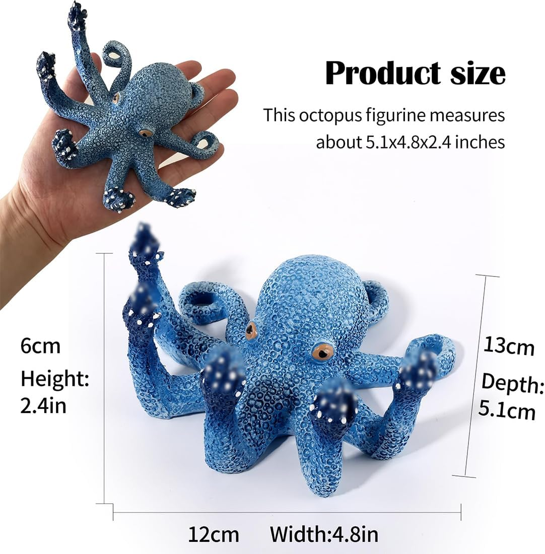 Voyyphixa Octopus Aquarium Decorations Glow Fish Tank Decorations Aquarium Accessories for All Kinds of Fish and Aquatic Pets Resin Decorative Octopus Sculpture Garden Decor Ornaments (Blue Octopus) image number 2
