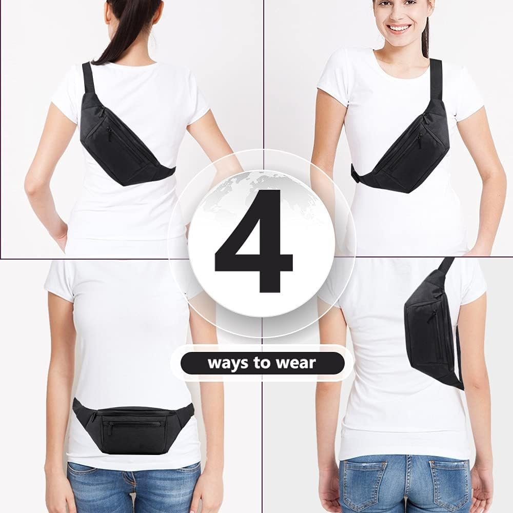 Fanny Pack for Men Women,Crossbody Waist Bag Pack,Belt Bag for Travel Walking Running Hiking Cycling,Easy Carry Any Phone,Wallet - Blackone image number 3