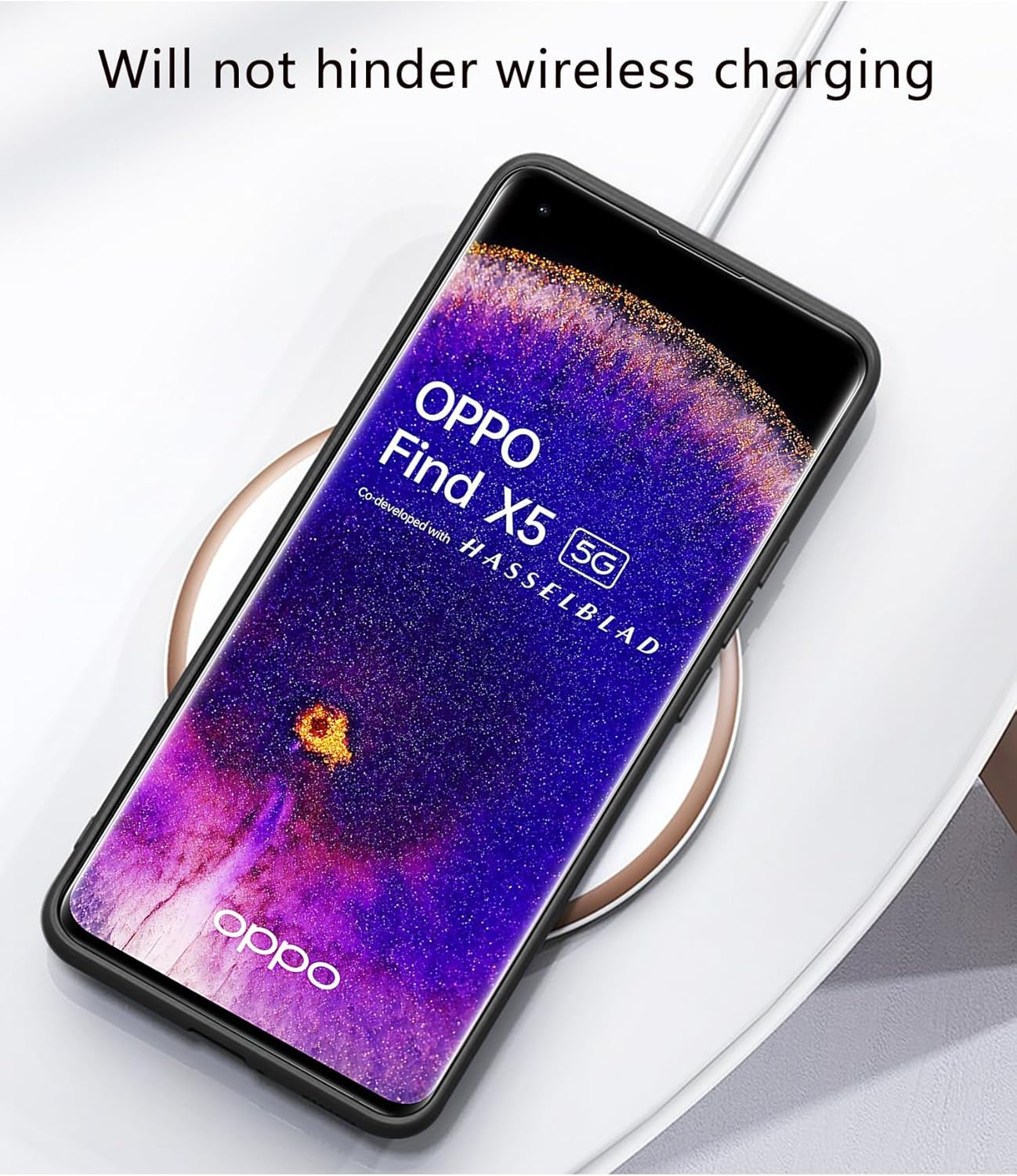 Puxssul for Oppo Find X5 Case, Soft TPU Faux Leather Case, Extremely Lightweight Ultralight Camera Protection Leather Case for Oppo Find X5 (White) - Orange image number 3