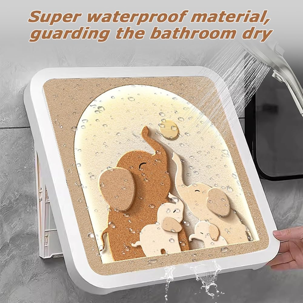 Foldable Bathroom Wall Storage Box, Waterproof Shower Wall Cabinet, Put Clean Clothes Shower Storage, Mural Shelf for Bathroom, Bedroom, Kitchen, Balcony Home Decor image number 2