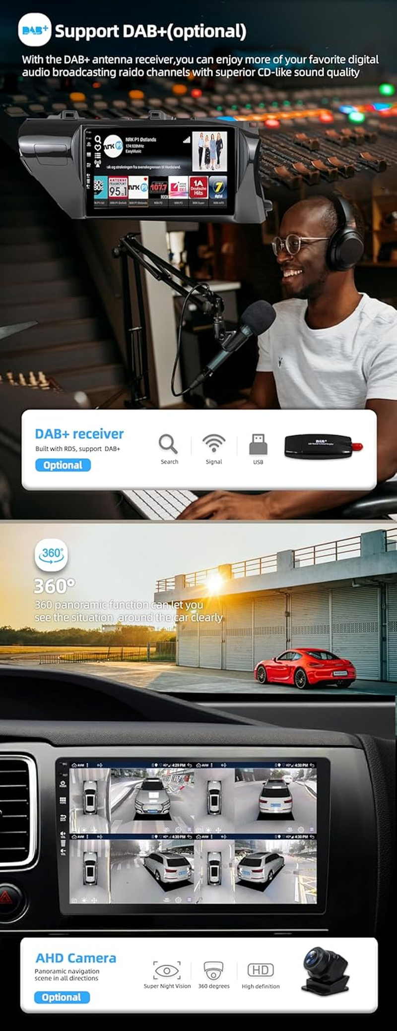 BXLIYER - [6G+128G] - Android 14 IPS Car Stereo for Toyota Hilux (2015-2023) - Wireless Carplay/Android Auto - Camera & MIC - 10.1 Inch 2 Din - DSP Steering Wheel Dual Band Wifi DAB Fast-Boot 360-CAM