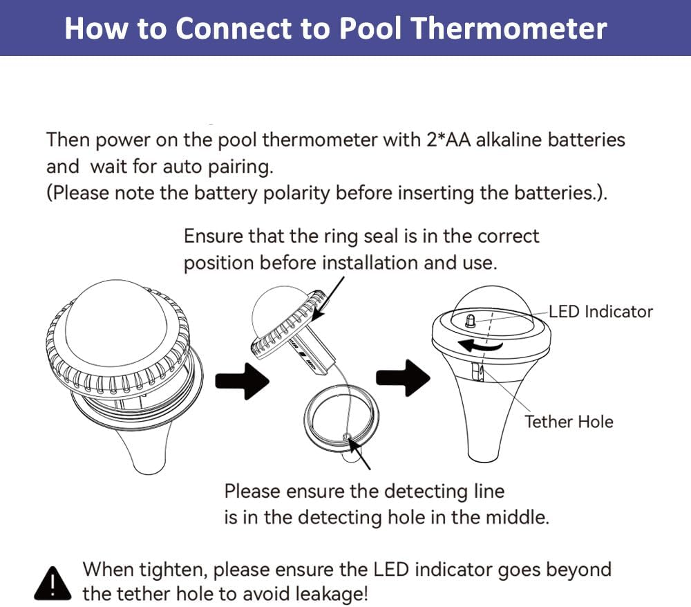 Pool Thermometer, Wireless Pool Thermometer Floating Easy Read, Pool Thermometer for Swimming Pool Hot Tubs Pond Test Kits & Thermometers Screen 360 Degree Visibility White Not Included image number 1