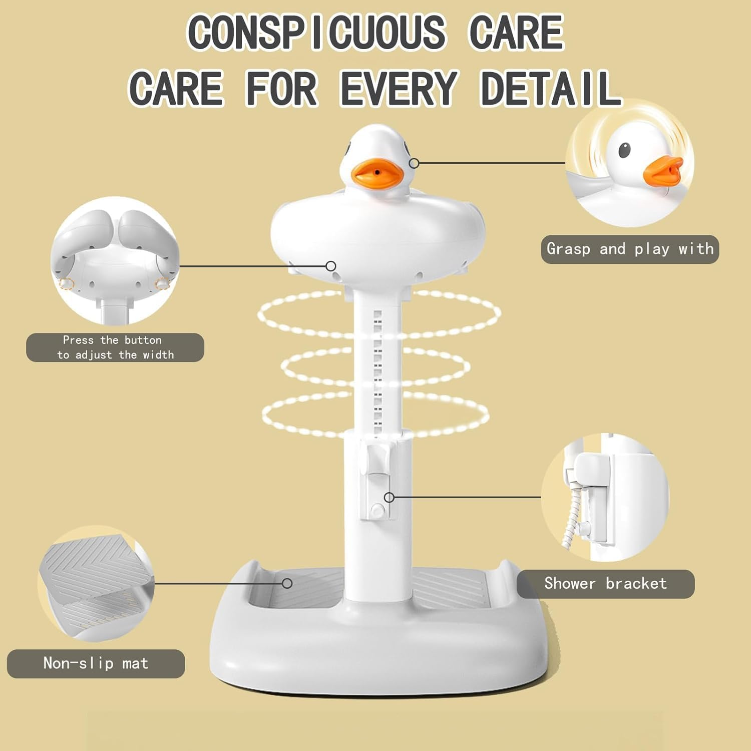 Baby Shower Stand and Baby Shower Standing Support Adjustable Standing Bath Stand with Non-Slip Base and Anti-Pinch Design for 6-36 Month Olds image number 4