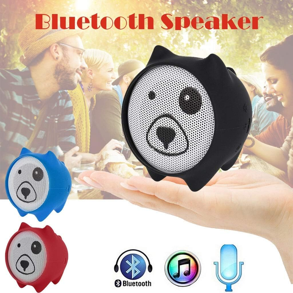 Zenly Mini Cute Bluetooth Speaker Portable Cartoon Outdoor Music Player Stero Loundspeakers Support Self Timer Handsfree Speaker (Color : Red) - Black image number 4