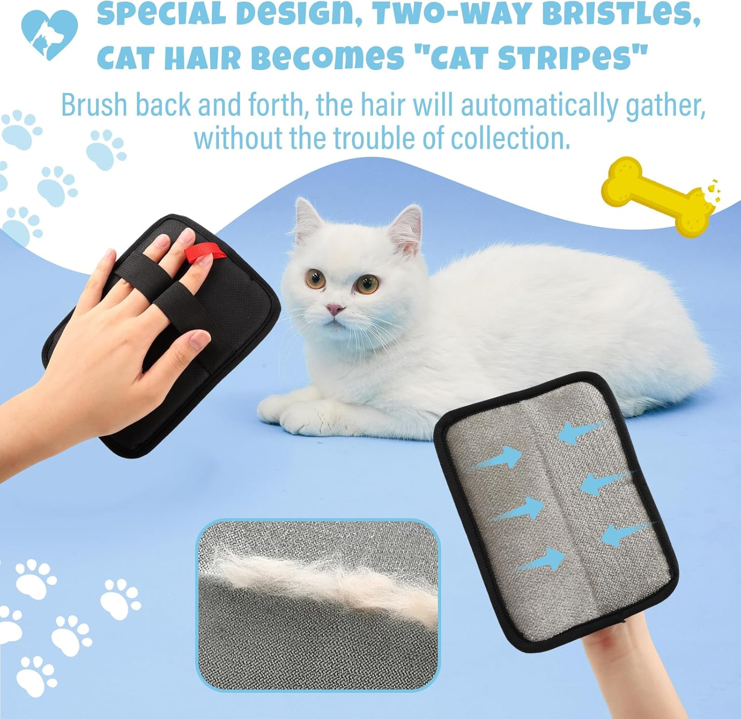 Fiohiros 2025 New Upgrade 2 Pack Pet Hair Remover Glove, Double Sided Reusable Cat Dog Hair Remover, anti Static Fur Removal Glove for Sofa, Carpet, Car image number 4