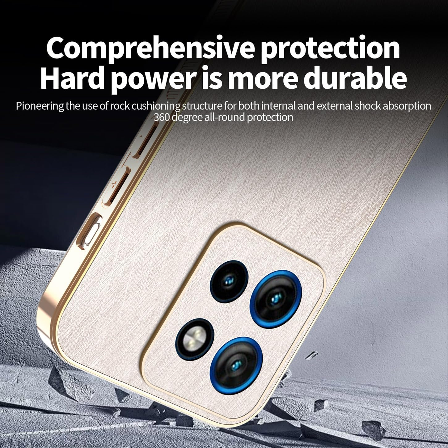 ILING Case for Motorola Moto G75 5G, Brushed Texture Design Premium Mobile Phone Case Made of Leather Finish, Ultra Thin Soft Silicone TPU Bumper Shockproof Protective Case (Gold) - Gold image number 6