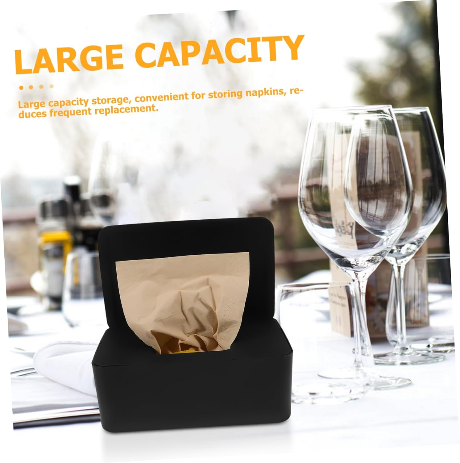 Wet Tissue Dispenser Black Plastic Wipes Storage Box Lid for Baby Diapers Office Car Bathroom Tissue Holder image number 1