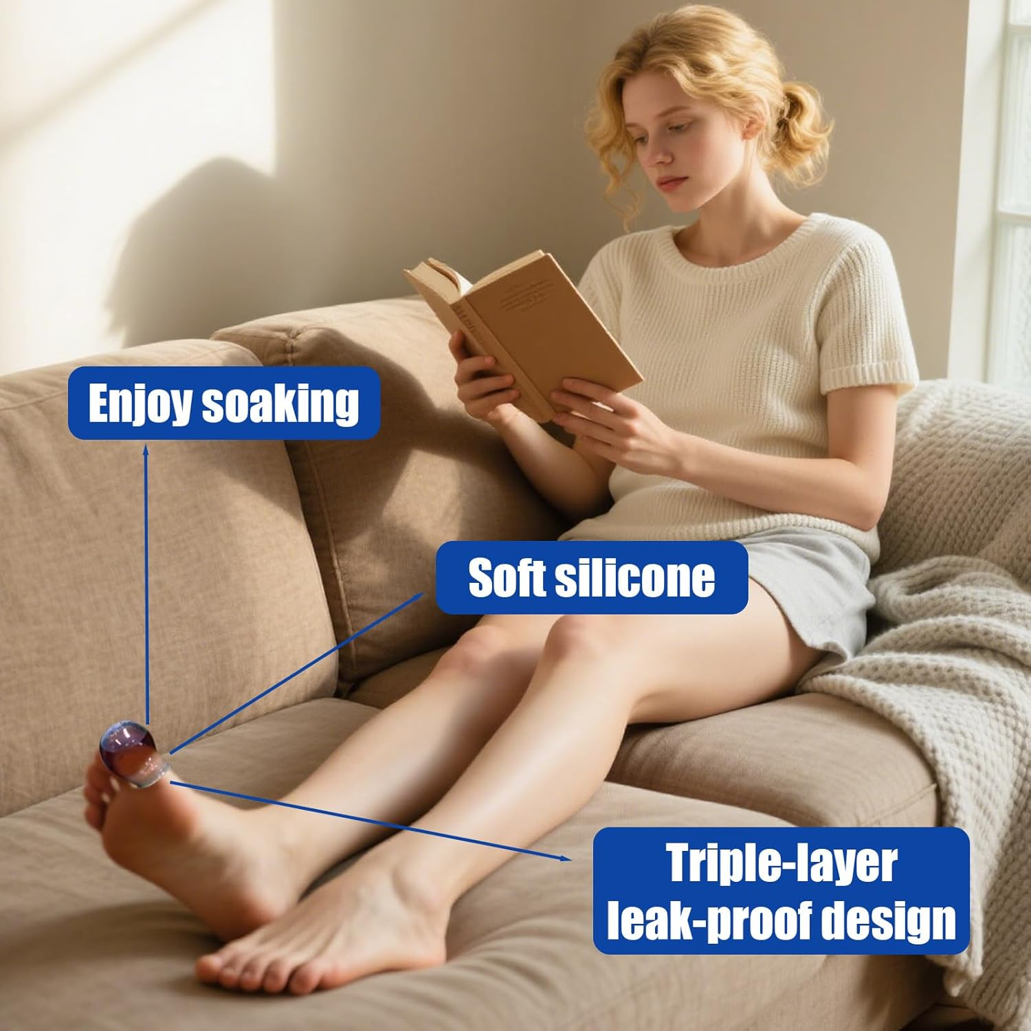 3Pcs Waterproof Toe & Finger Protectors, Durable Silicone Toe Covers Comfortable & Reusable Finger Soaking Sleeves for Pedicures Manicures Shower Swimming (2 Medium 1 Small) image number 3