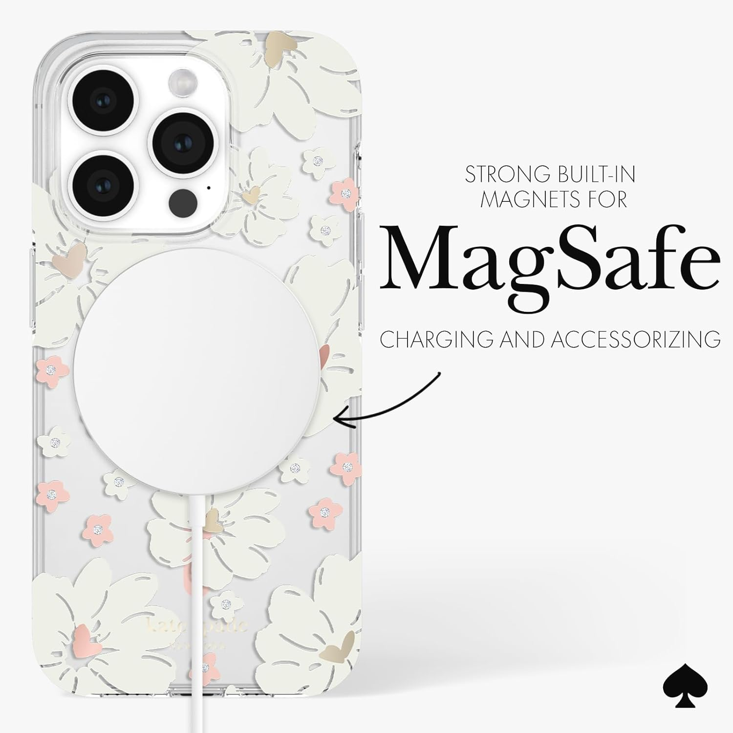 Kate Spade Hardshell Magsafe Case for Iphone 15 Pro (6.1-Inch), Classic Peony image number 1