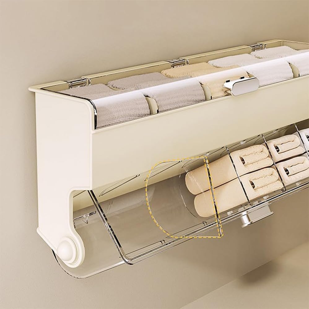 Betterlifewj 2Pcs Apricot Wall Mounted Storage Box， Underwear Organiser Clear Dustproof Organizer Holder Household Storage Box for Lingerie, Socks, Ties, Data Cable image number 5