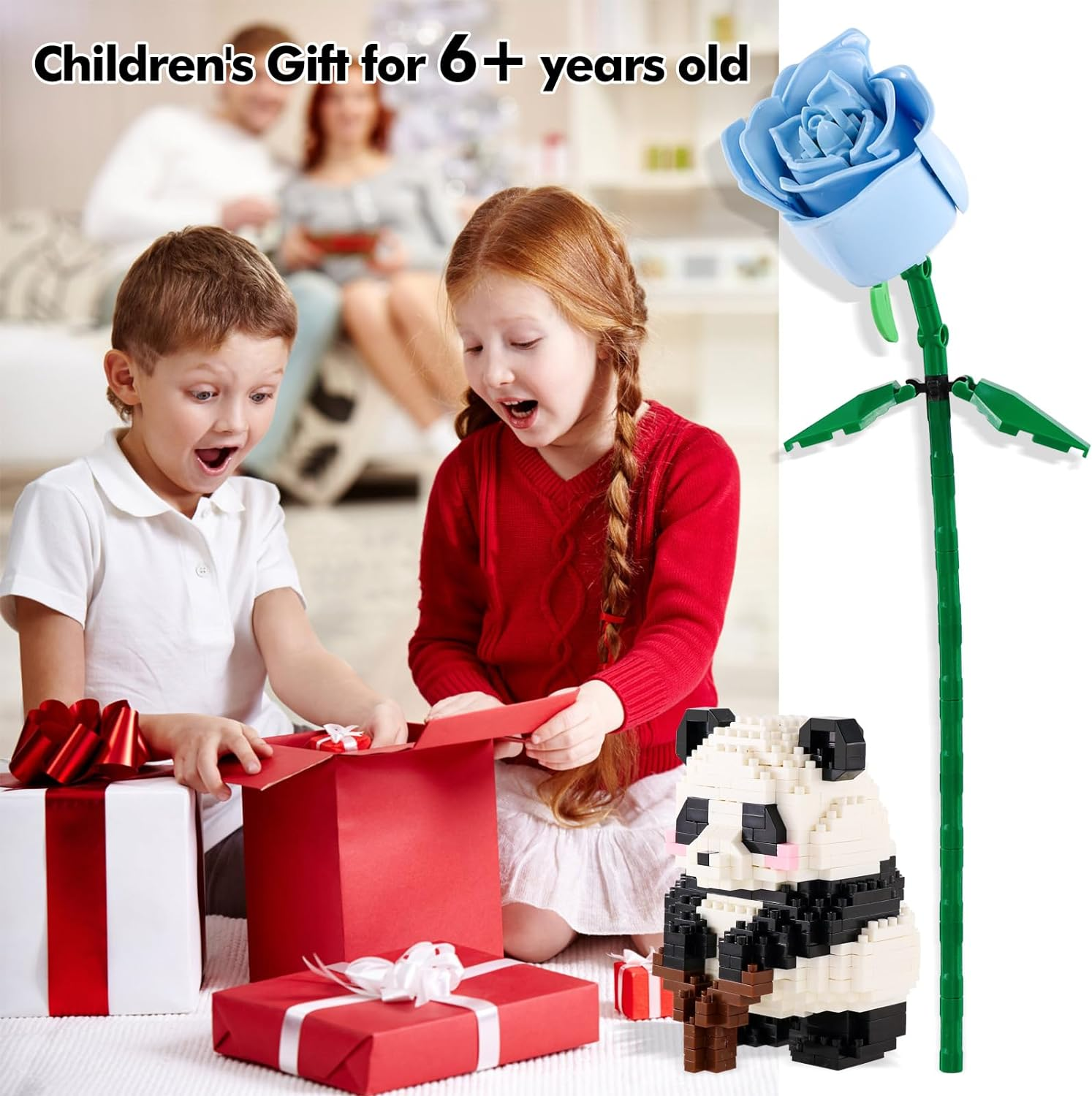 Blocks Building Sets Panda Mini Bricks with Flower for Kids Presents, 448PCS Micro Cute Practising Animals Toy Building Blocks for Party Gifts for 6+ Teens Blossom,Unique Mother'S Day Ideas image number 4
