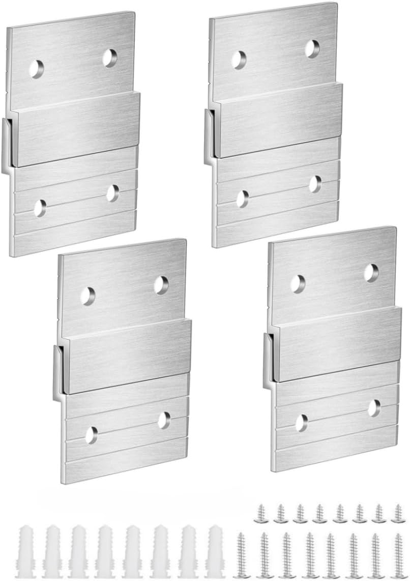 4 Pairs Aluminum Z Clips Interlocking Wall Mounting Bracket Kit,Aluminum Hanger,Screws Picture Hanging Kit Mirror Hardware Brackets for Shelf Artwork Frame