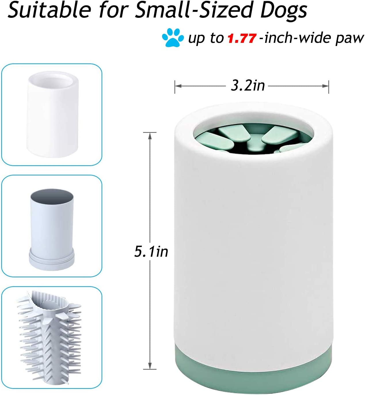 Kwispel Portable Paw Washer Cup for Small/Medium Dogs and Cats - Muddy Foot Cleaner, Green image number 4