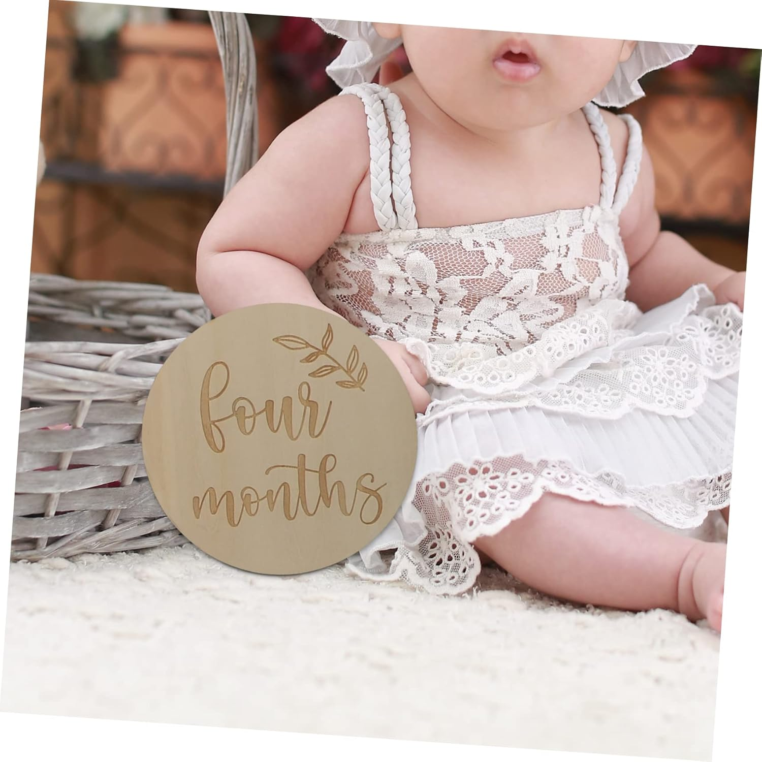 1 Set Monthly Milestone Cards Engraved Growth Photography Props Natural Birthday Announcement Discs for Newborn Memory Scrapbooks Social Media Sharing image number 2
