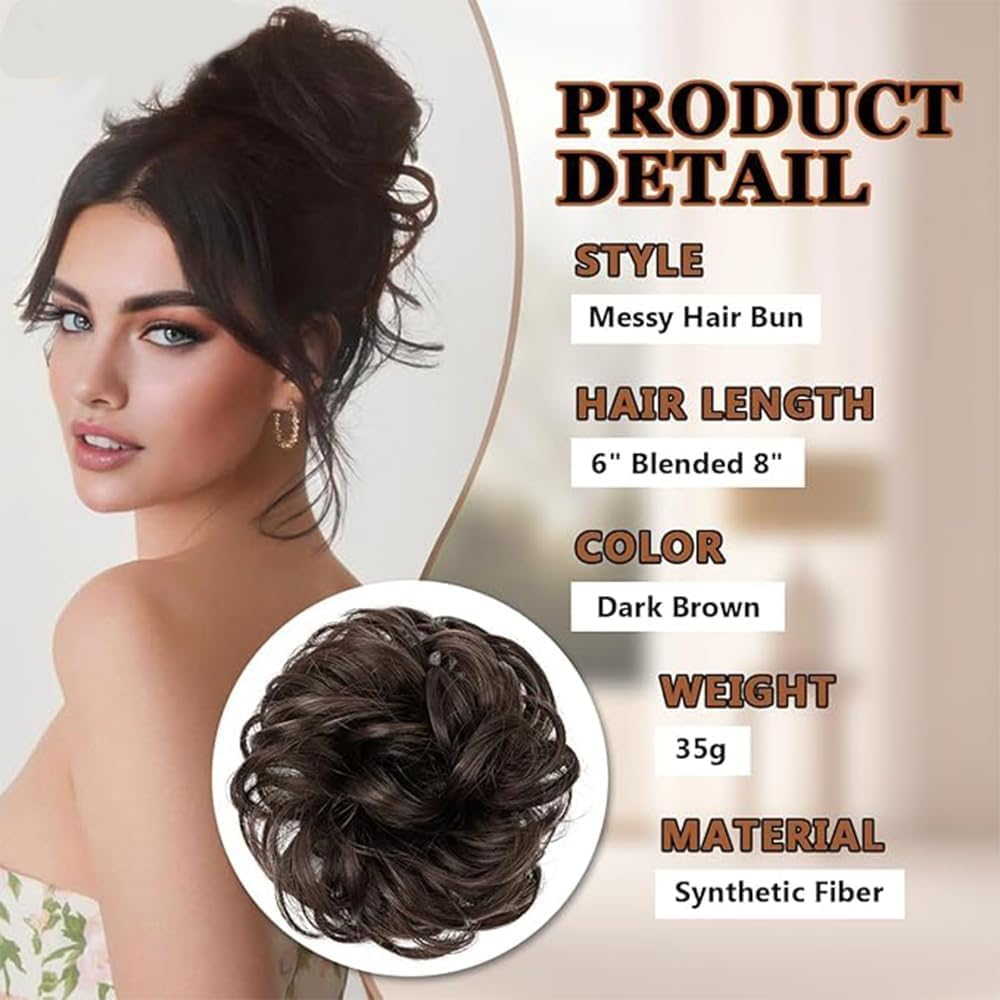 Elastic Wavy Curly Chignon Ponytail Hair,Buns Hair Piece,Messy Curly Bun Hair Pieces