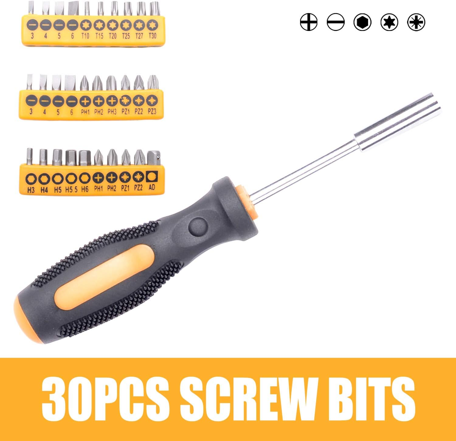 100Pcs Household Hand Tool Set Utility Kit Hammer Plier Scissor Knife Screwdriver image number 2