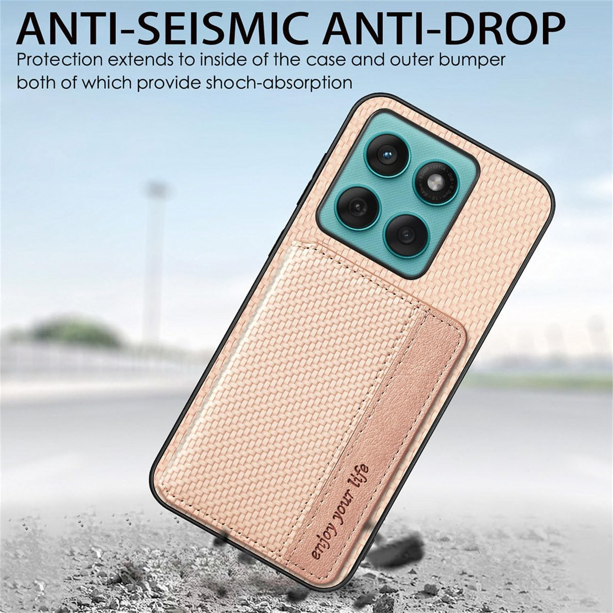 MOJIA Case for Motorola Edge 60 Fusion/Edge 60, Ultra Thin TPU Non-Slip Shockproof Mobile Phone Case, Protective Cover with Card Pocket and RFID Shielding. Yellow - Green image number 4