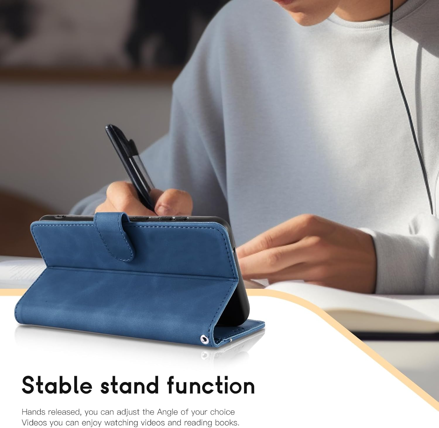 Aswant Wallet Case for Samsung Galaxy A56 5G Premium Leather Flip Protective Cover Magnetic Case with Stand Function (Blue) image number 7