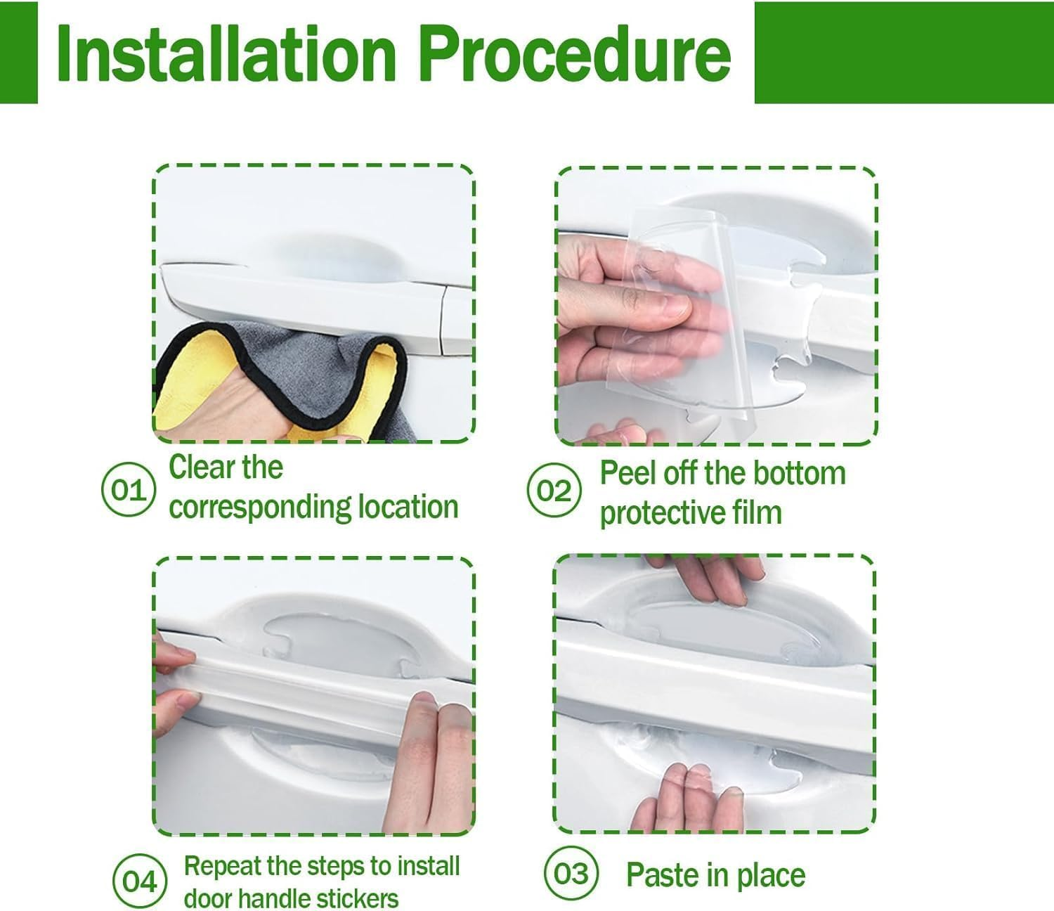 Car Door Handle Protectors Set of 8, Car Door Protector Invisible Paint Protection Film, Universal Anti-Scratch Guard Stickers Fit Most Cars