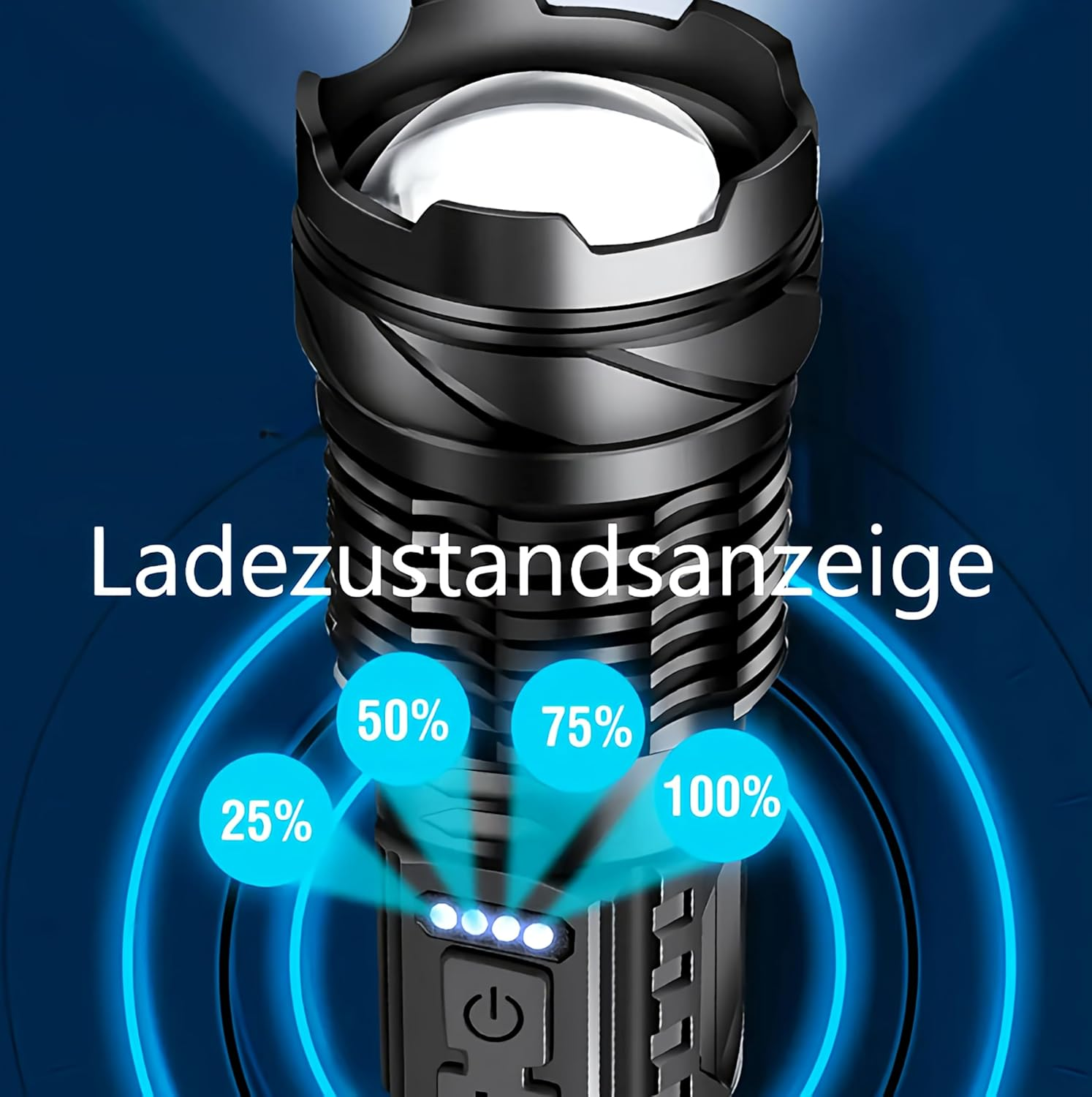 LED Torch with Zoom, Extremely Bright, Effective Beam Range 200 M+, Side White COB Light, Red/Blue Strobe, Hand Strap, Belt Clip and Integrated USB-C Rechargeable Battery image number 5