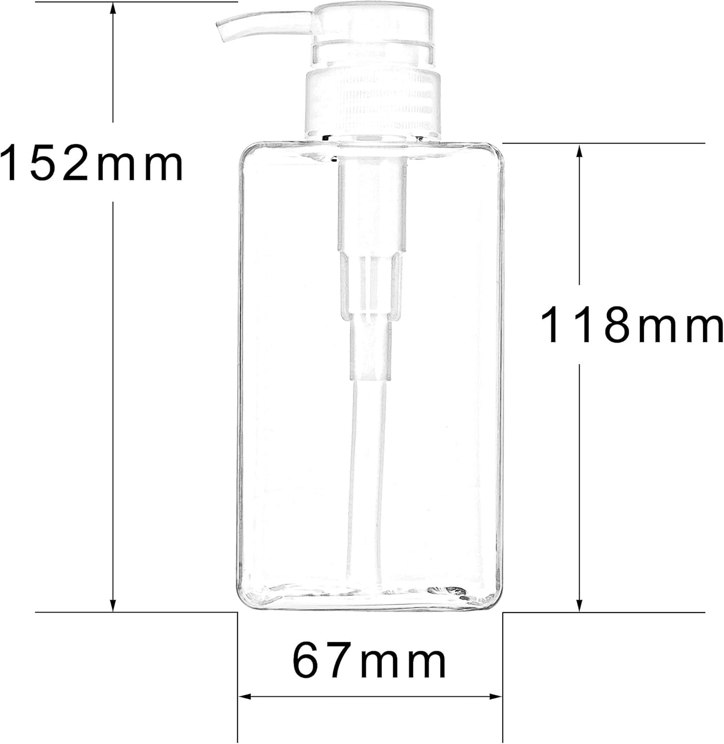 UVIVIU 450Ml(15.3Oz) PETG Cream Refillable Bottle, to Fill Shampoo & Shower Gel & Hand Sanitizer Square for Bathroom (Clear 2 Pack) image number 1