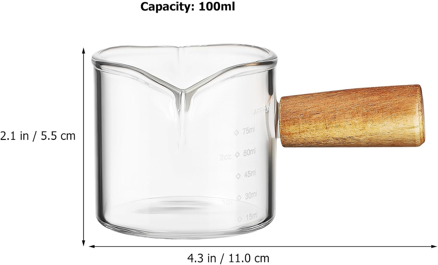 Toyvian 2Pcs Glass Latte Art Pitcher with Clear Scale and Handle Coffee Syrup Measuring Cup for Espresso Milk Frothing and Latte Pouring Thick Glass for Home and Cafe Use image number 1