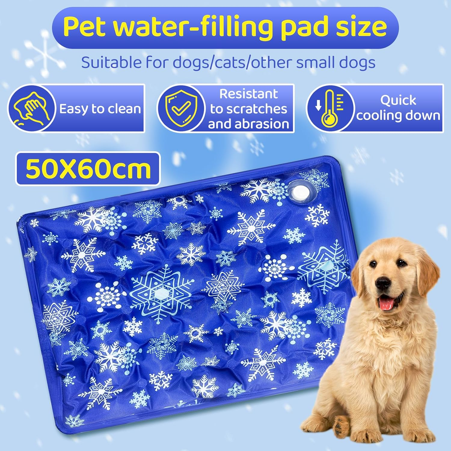 LOVELEDI Dog Cooling Mat - Pet Cooling Mats for Dogs and Cats, Durable 50X60Cm Cool Pad Pet Soft Pads, Waterproof, Endothermic & Easy Clean Self Cooling Puppy Kennel Bed for Home Indoor Outdoor