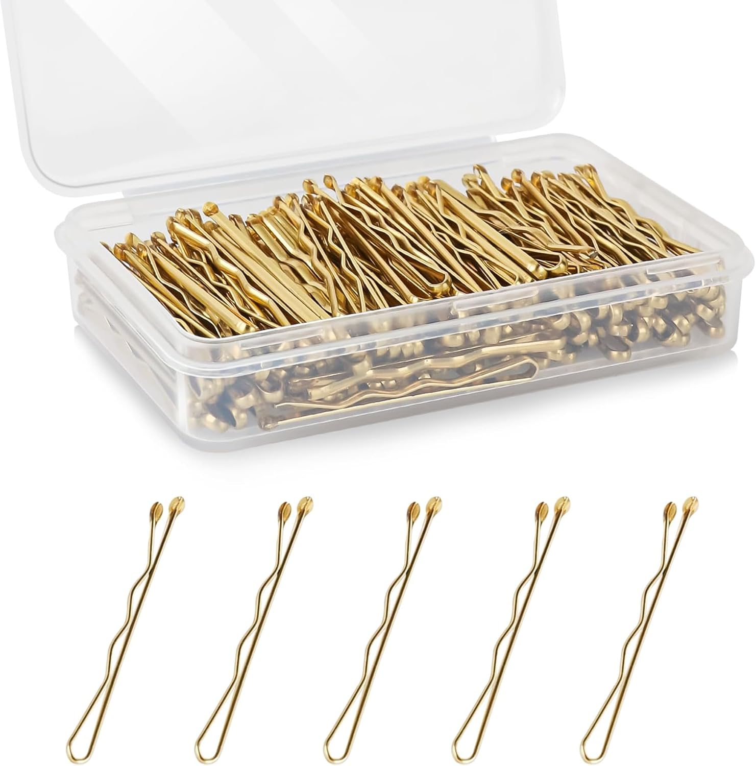 100 Pcs Bobby Pins Blonde, 2.2Inch Medium Wavy Gold Hair Pins, All Hairstyles Strong Grip and Pain Free Pins for Girls Women with Storage Box image number 1