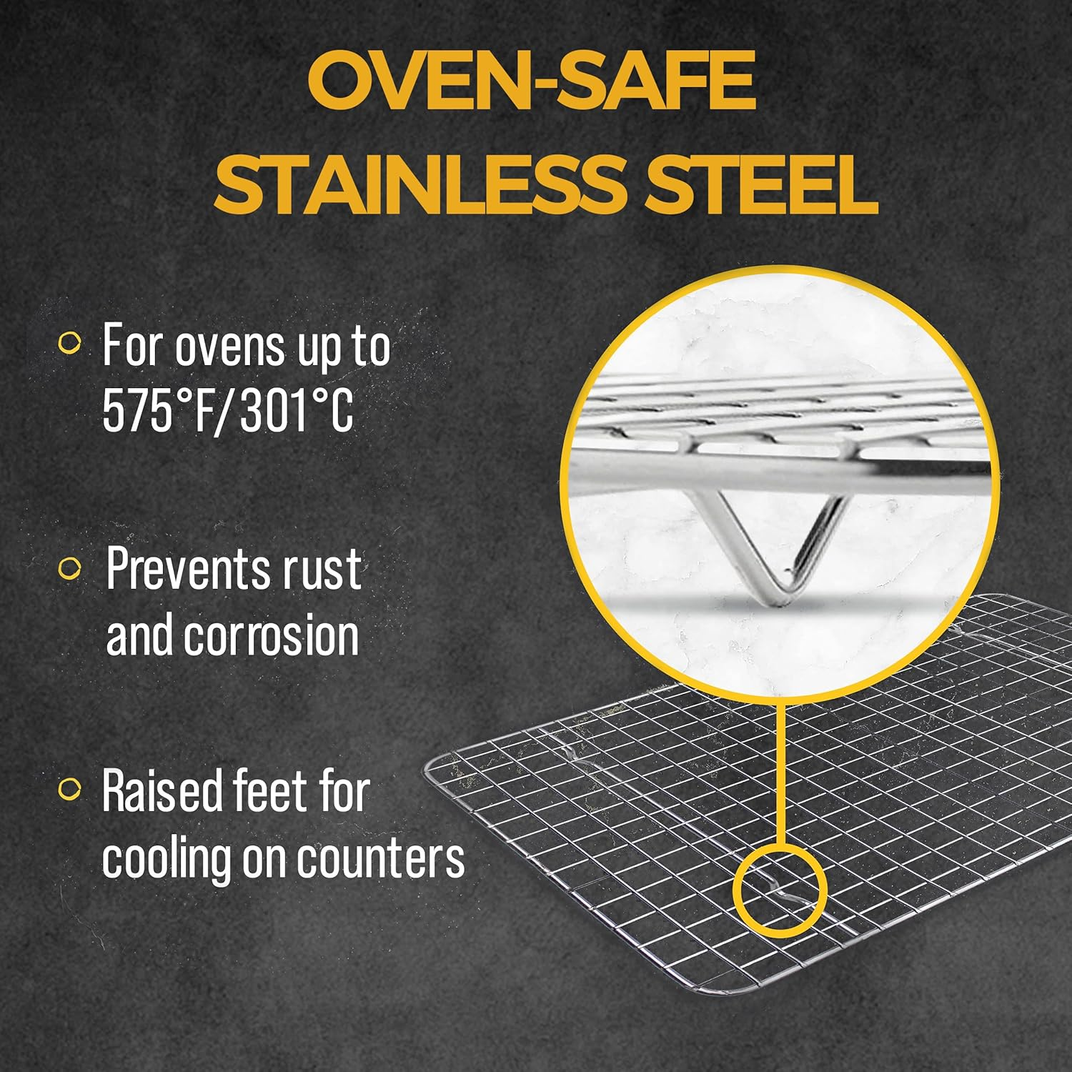 Cooling and Roasting Rack Set - 2 Pack Stainless Steel Cooling Racks for Cooking and Baking, 30 X 43Cm Oven-Safe Baking Racks, Heavy-Duty Oven Rack for Cookies, Grilling and More image number 2