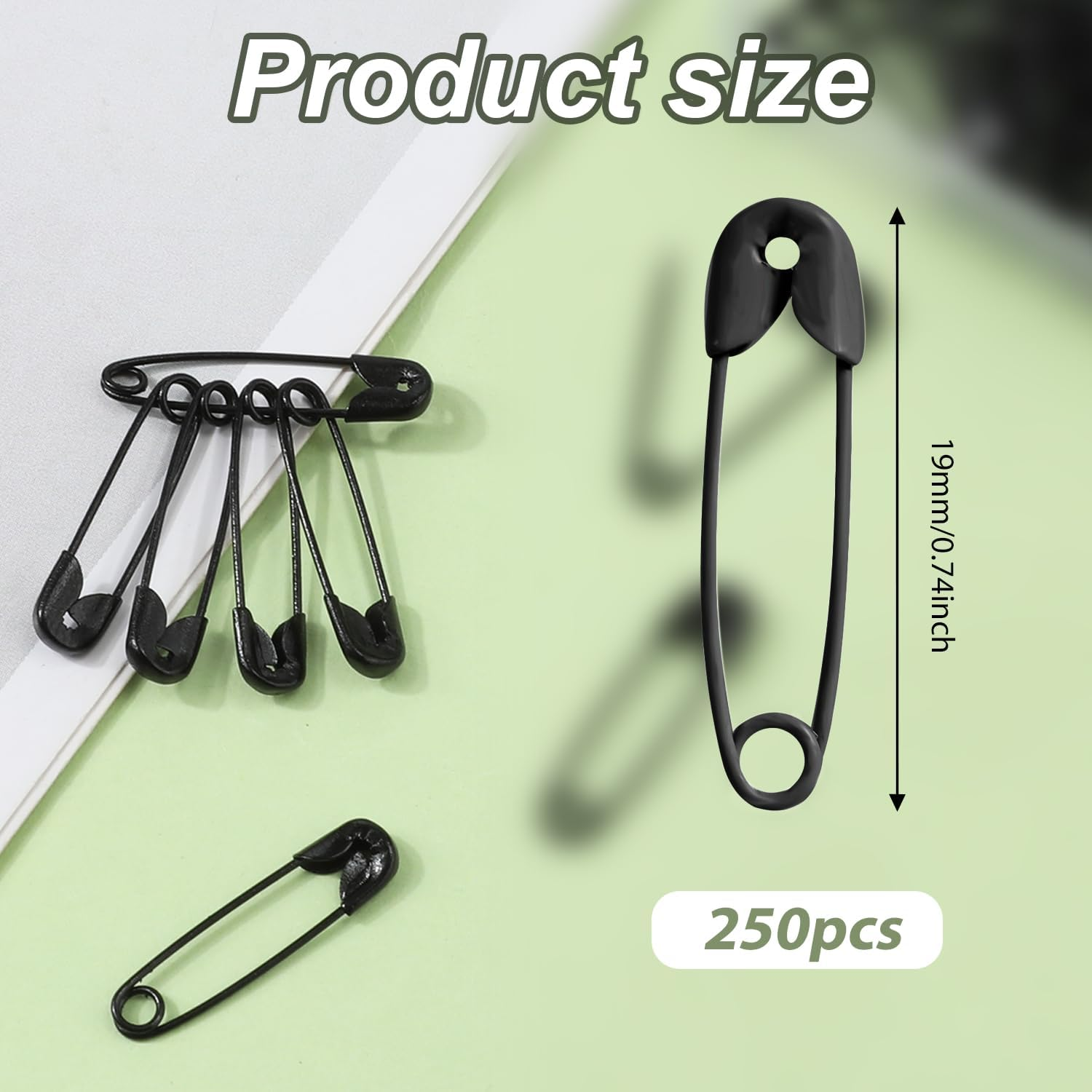 250Pcs Safety Pins Small, 0.75In / 19Mm Mini Safety Pins for Clothes Metal Safety Pin for Clothing Sewing Handicrafts Jewelry Making (Black) - Colorful image number 2